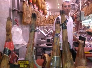 Jamon Iberico de bellota for sale at Mercat Central (Valencia)