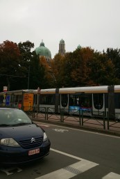 Metro stop with Basilica in background